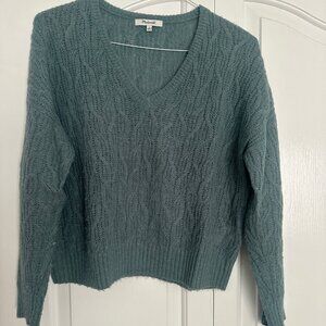 Madewell knit V-neck sweater, sage green, M